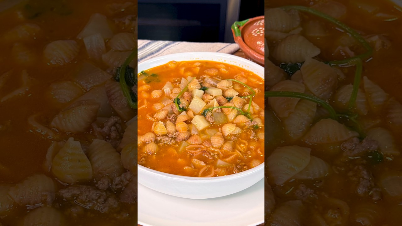 Traditional Mexican Soup Sopita de Conchitas con Carne Molida Fast Easy Recipe #shorts