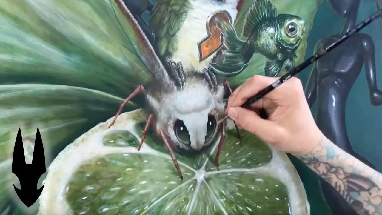 Greg CRAOLA Simkins Pop Surrealism of  a living Green Still Life in “The Green Keepers”
