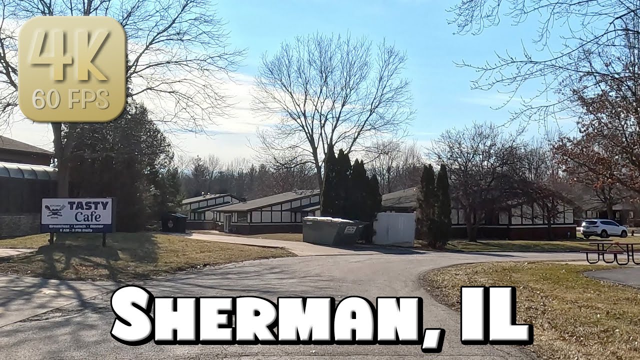 Driving Around Small Town Sherman, IL in 4k Video