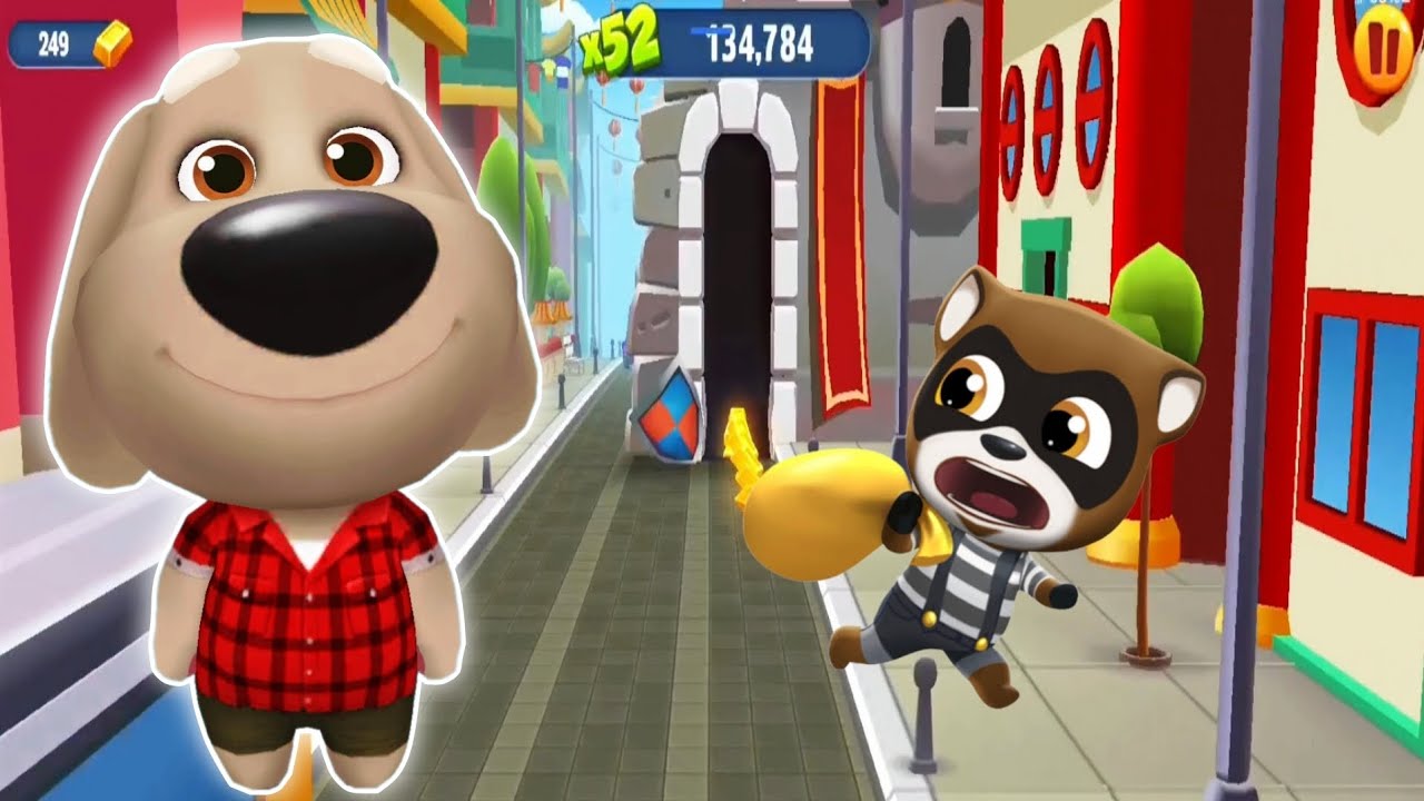 Talking Tom Gold Run Gameplay 2016 - Lieutenant Ben vs Raccoon Boss In The Wild Town