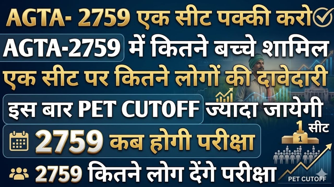 AGTA -2759 BIG UPDATE|AGTA PET CUTOFF|AGTA -2759 EXAM DATE|AGTA एक सीट पक्की|#agta update|