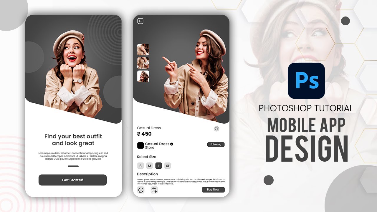 Mobile App Design | UI UX Design in Photoshop Tutorial