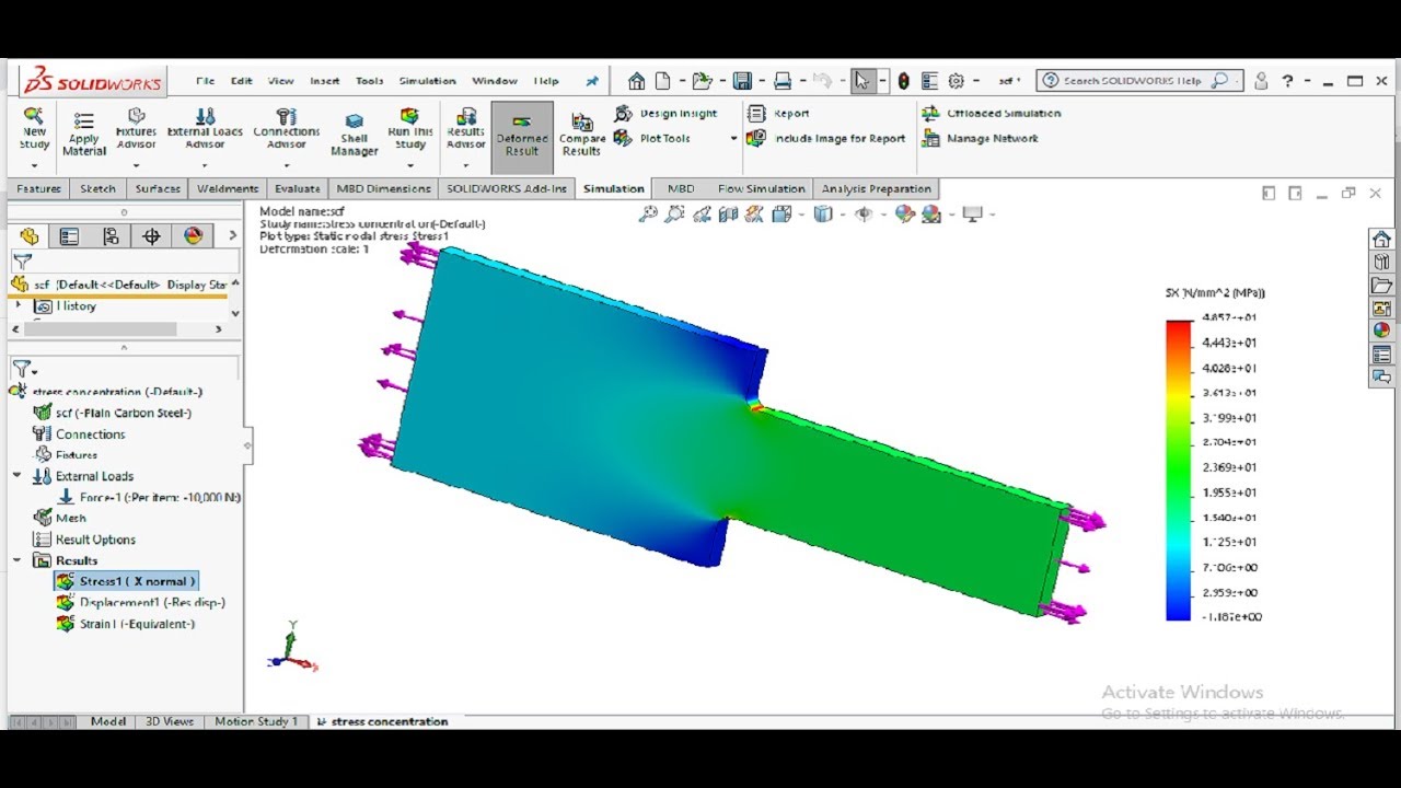 Solidworks simulation tutorials - Calculating stress concentration factor