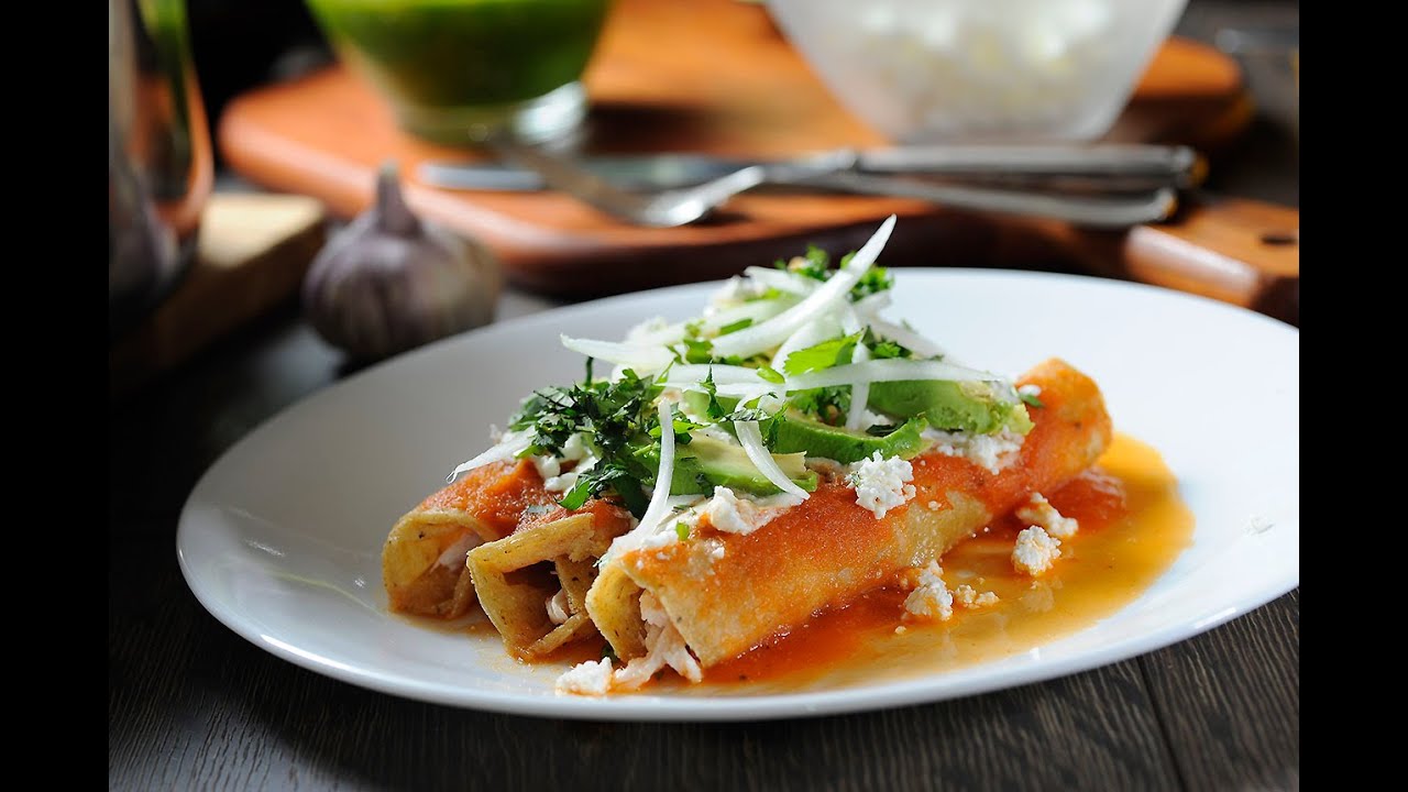 Chicken entomatadas Mexican food