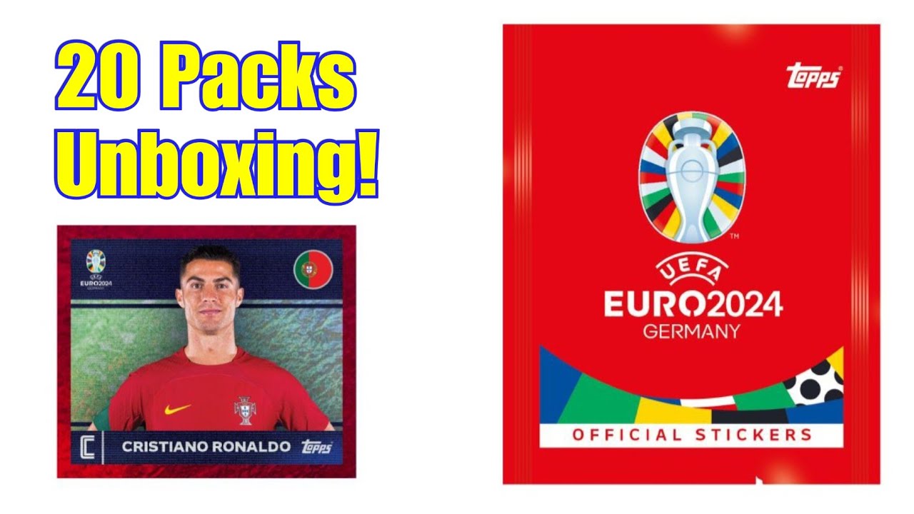 20 STICKER PACKS Topps Euro 2024 Unboxing with Cristiano Ronaldo!!