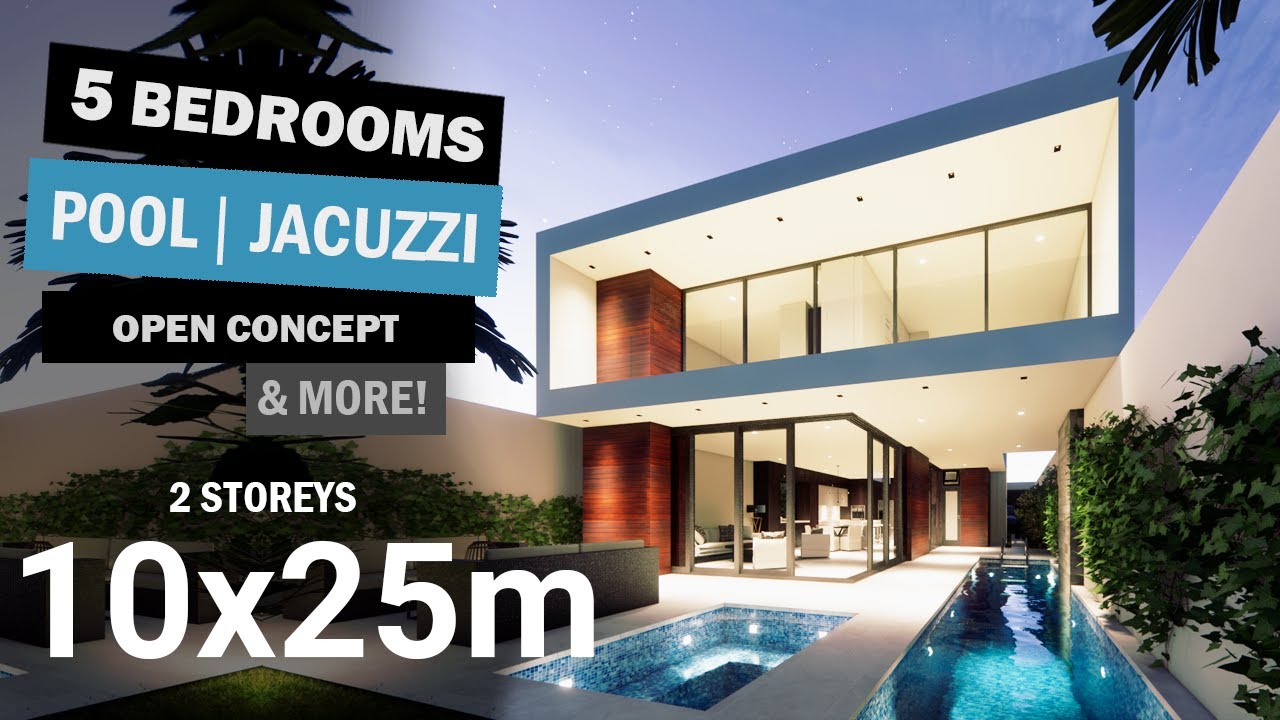 PLANO DE CASA 10 X 25M DE 2 PISOS / HOUSE PLAN 32.8 X 82FT 2 STOREYS | HOME DESIGN