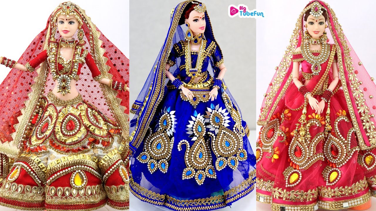 3 Barbie Bridal Lehenga Designs - Indian Wedding Lehengas for Dolls
