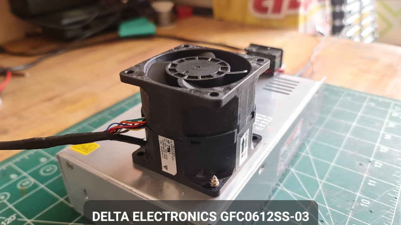 DELTA ELECTRONICS Model GFC0612SS-03 server fan testing with DC amperage clamp meter
