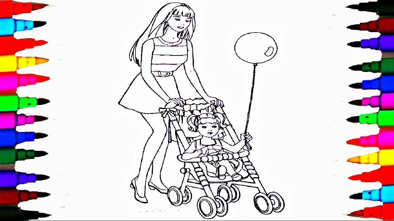 Coloring Pages BARBIE and Chelsea In the Stroller Coloring Book Videos For Children Learning Colors