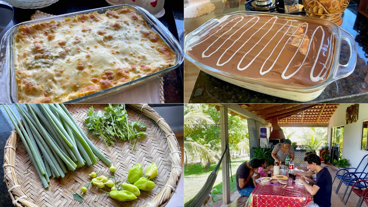 Final de semana chegou/ Lasanha mais pavê de maracujá/ Almoço em família aqui no sítio!