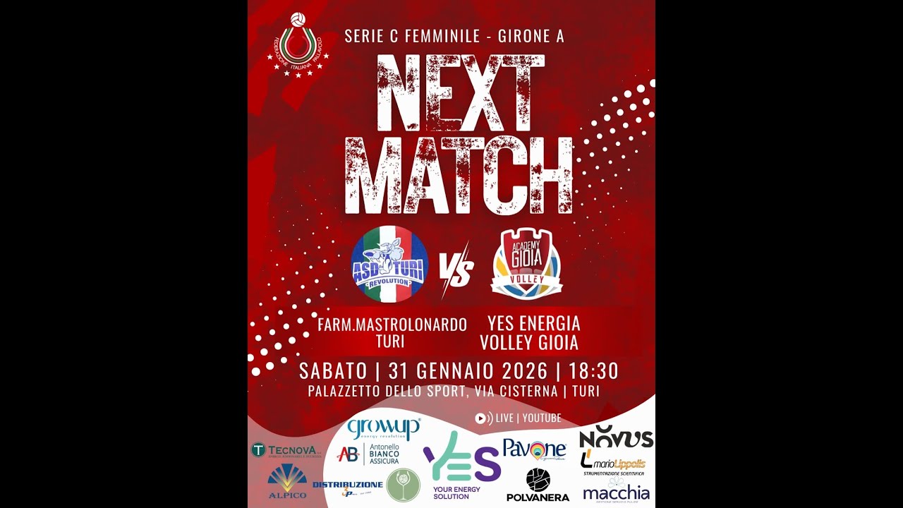 𝐒𝐞𝐫𝐢𝐞 𝐂 𝐅𝐞𝐦𝐦𝐢𝐧𝐢𝐥𝐞 – 𝐆𝐢𝐫𝐨𝐧𝐞 𝐀 - Mastrolon Turi vs Yes Energia volley gioia