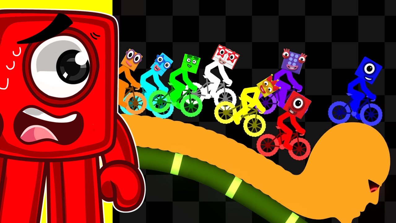 Numberblocks STICK MAN Bike Race!!