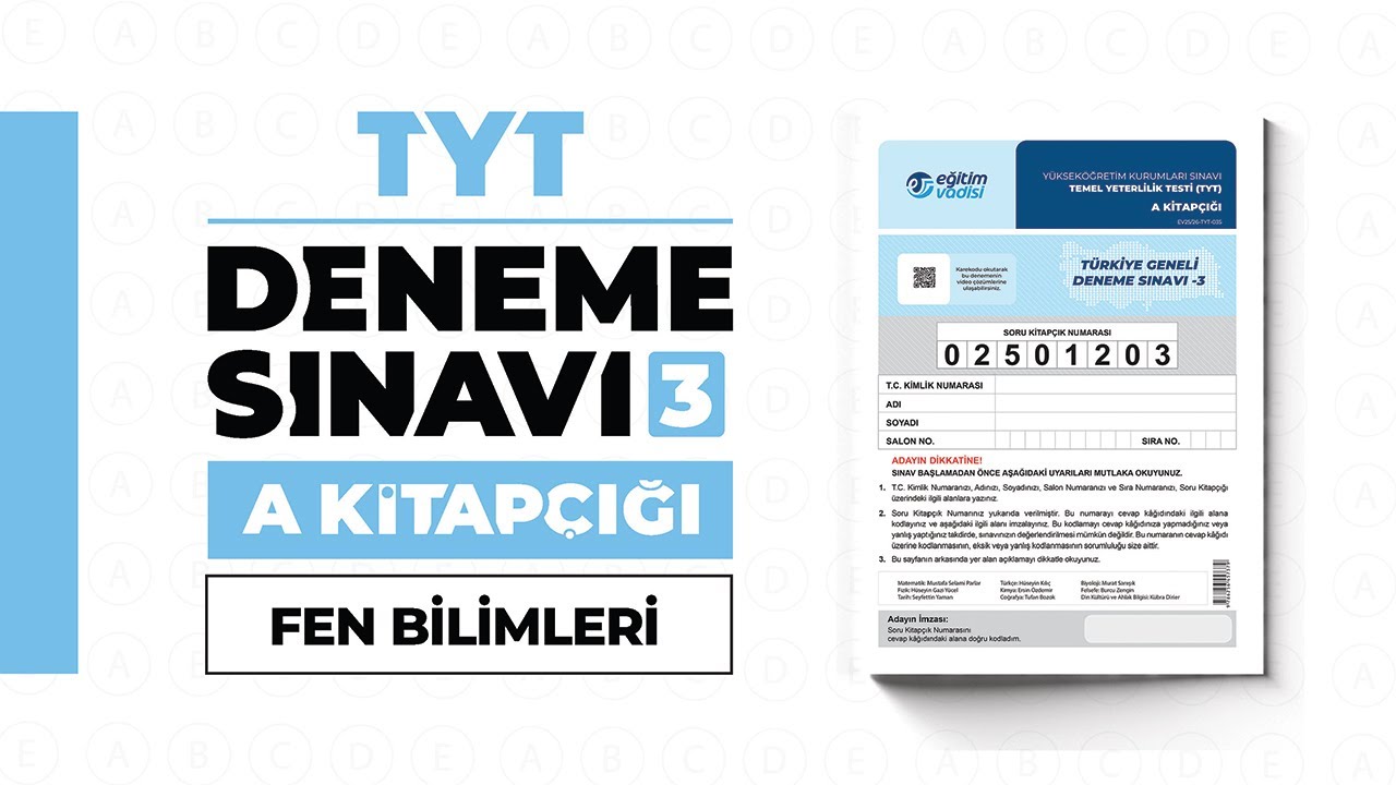 Eğitim Vadisi Yayınları Deneme Sınavı TYT 3 A Kitapçığı Fen Bilimleri Soru Çözümleri