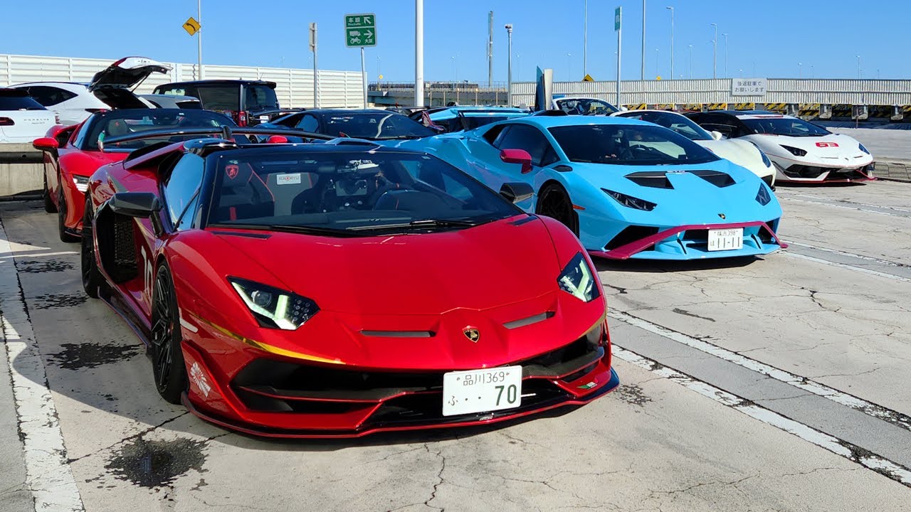 Lamborghini Squad Leaving Tatsumi PA on new year 2026 *V12 engine sounds*