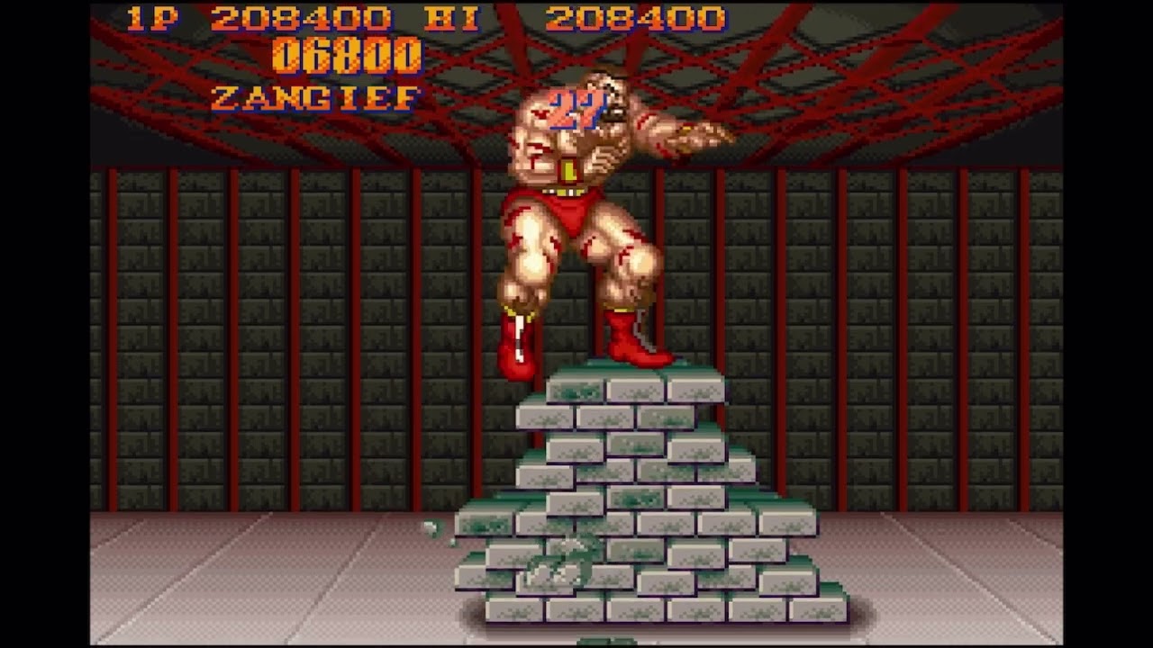 Zangief vs. Brick Wall Bonus Stage (Video 2) - Street Fighter 2 (SNES)