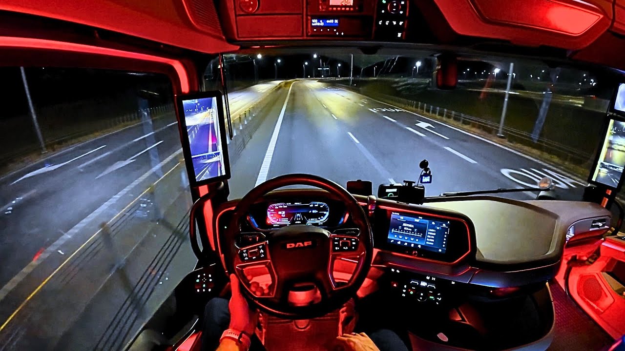 Looks like ETS2 but real driving POV 4K on a wet highway in a truck with a trailer in Poland Niko T