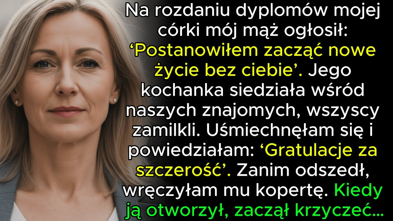 Mąż ogłosił, że odchodzi ode mnie na rozdaniu dyplomów naszej córki, ale zaczął krzyczeć, gdy ja…