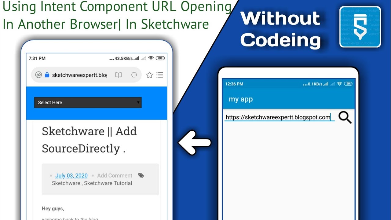 Using Intent Component URL Opening In Another Browser| In Sketchware || Without Codeing 🔥