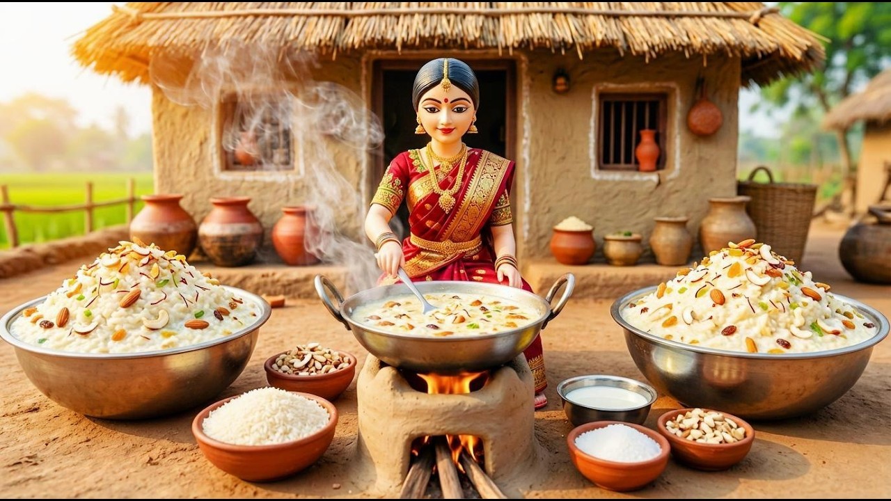 Miniature Doll Sweet Rice Kheer Cooking ASMR | Traditional Indian Village Tiny Kitchen