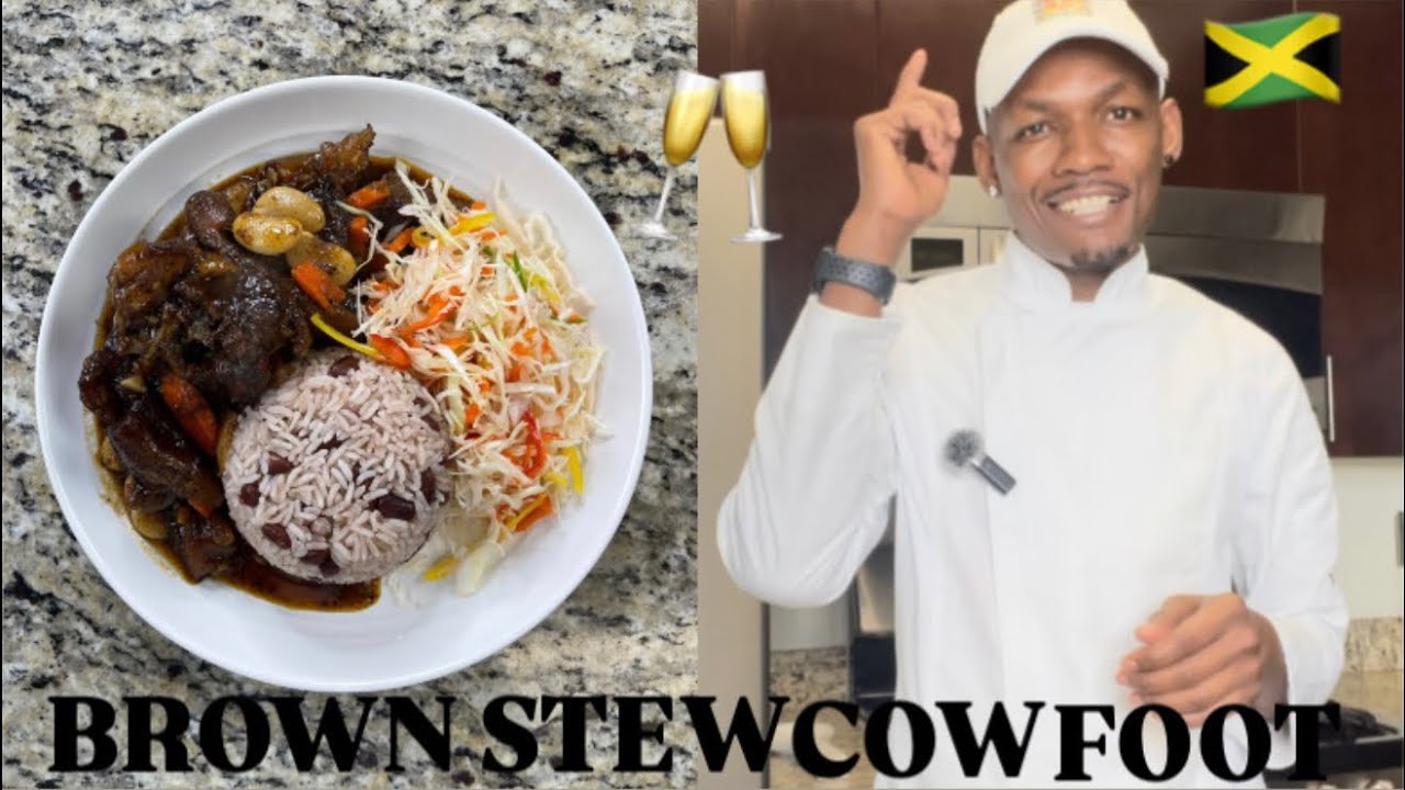 🍲🇯🇲 BROWN STEW COW FOOT AND BUTTER BEANS | HOW TO COOK JAMAICAN STYLE BROWN STEW COW FOOT AND BUT