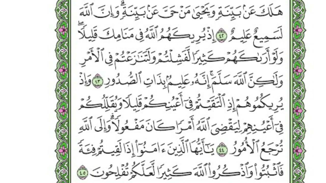 تفسير سورة الأنفال  / الربع الثالث  