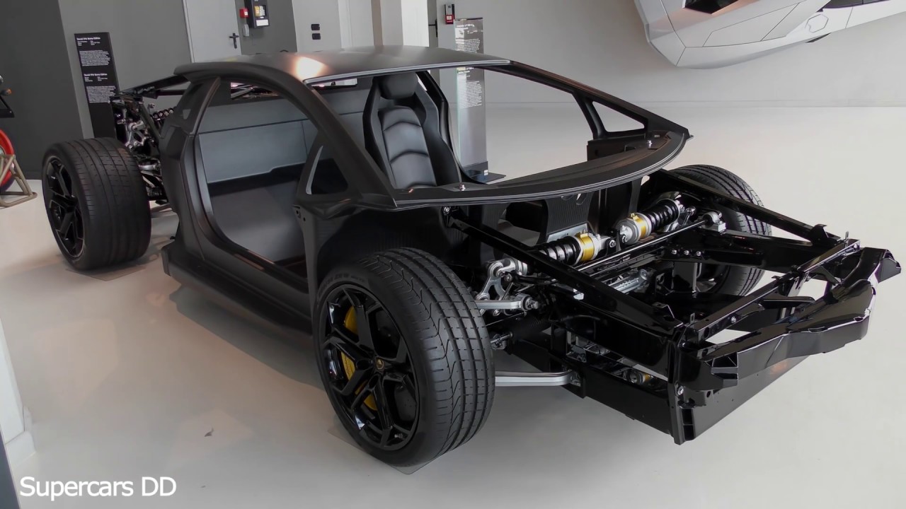 Lamborghini Aventador LP700-4 Rolling Chassis and V12 Engine in lamborghini museum  - Supercars DD