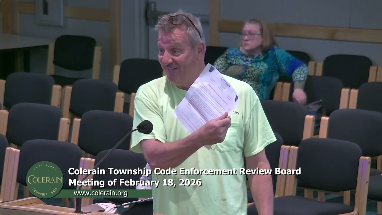 Colerain Township Code Enforcement Review Board Meeting of February 18, 2026