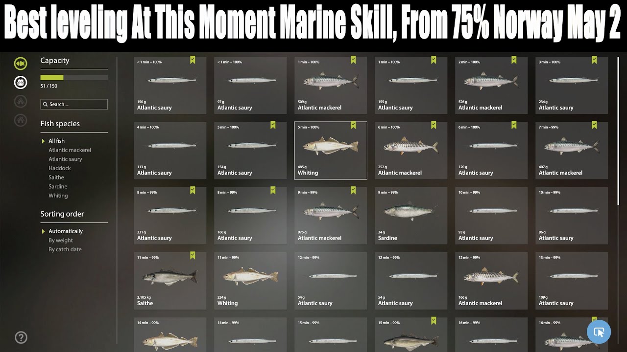 Russian FIshing 4, Best leveling At This Moment Marine Skill, From 75% Norway May 2