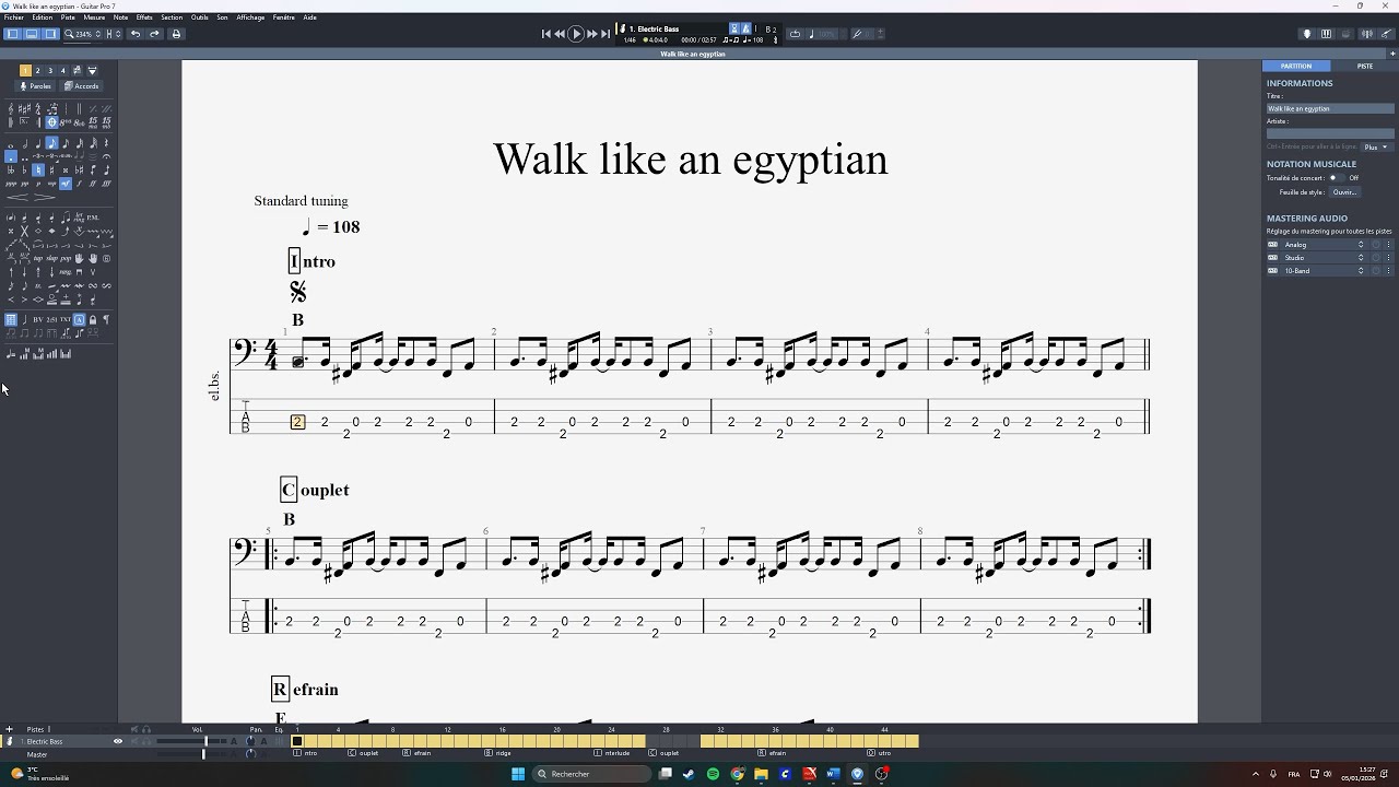 Walk like an egyptian  - The Bangles [Basse Simplifiée]