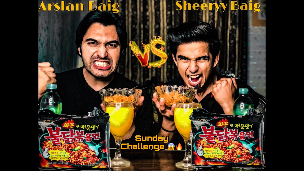 Sunday Challenge With My Elder Brother Hot Spicy Noodles 😱🔥 Challenge / Sherry Baig