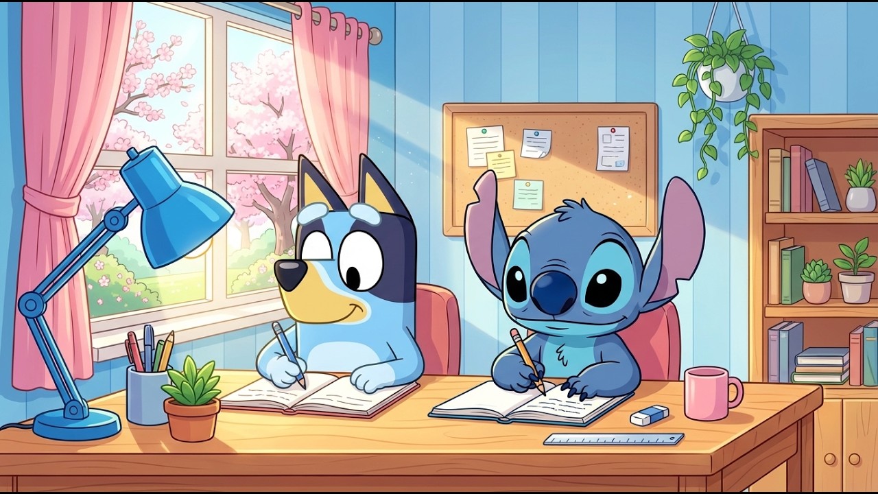Stitch & Bluey Spring Study Lofi 🌿Morning Classroom Vibes for Study, Work & Focus 🎧 Chill Beats