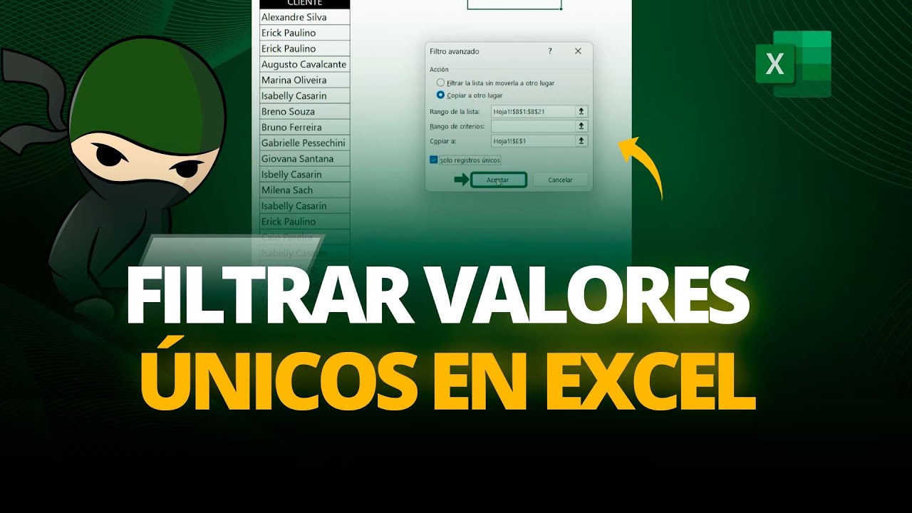 Como FILTRAR VALORES UNICOS en Excel [Filtro Avanzado en Excel]