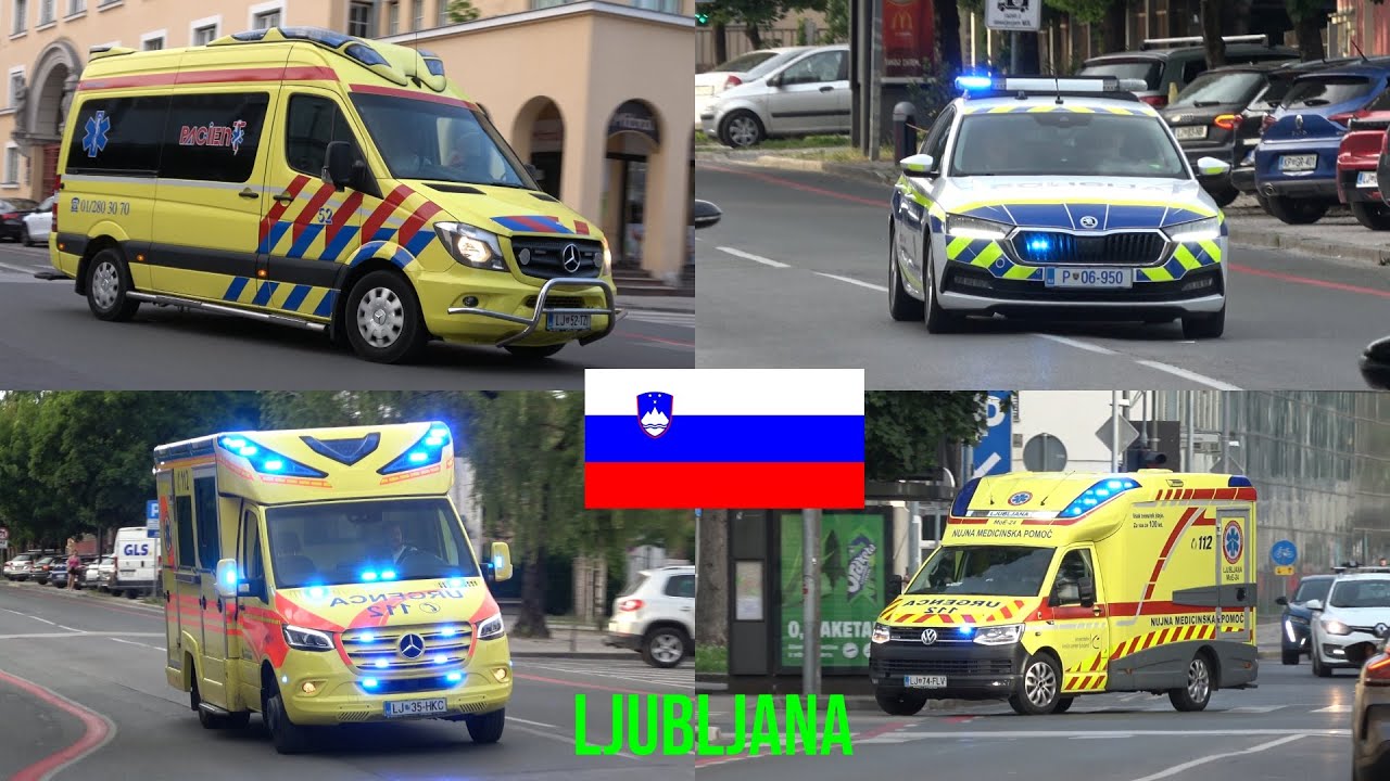 🇸🇮 Police and ambulances with lights and sirens in Ljubljana, Slovenia! #1622