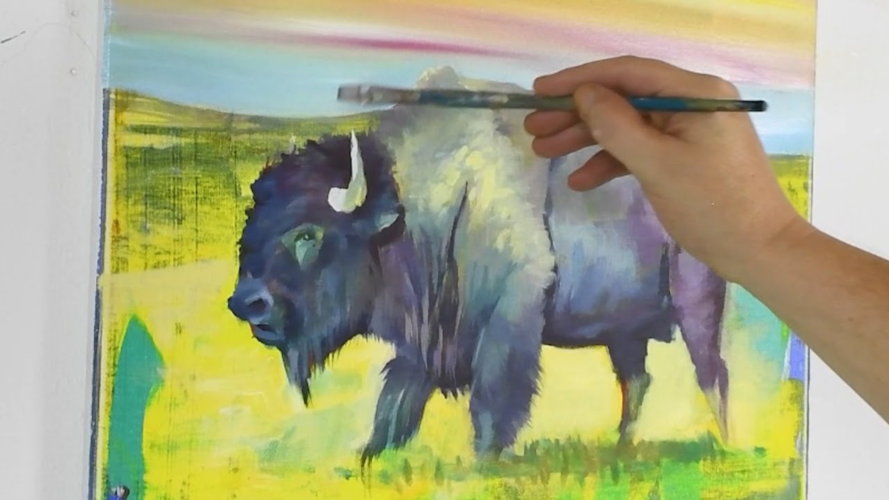 How to Draw Paint a Bison Buffalo | Contemporary Modern Painting Style / Western Collectible Art