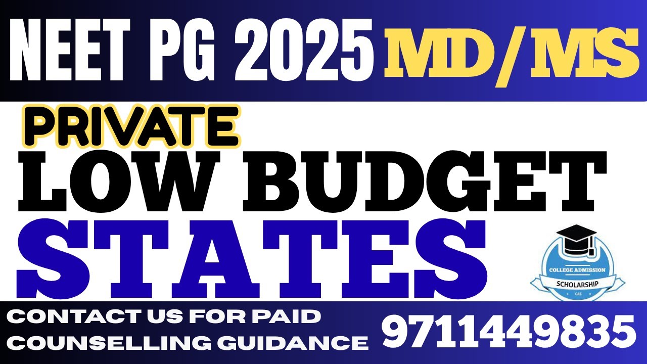 Low Budget MD/MS in Private Colleges | NEET PG 2025 Counselling | Cheapest PG Medical Seats
