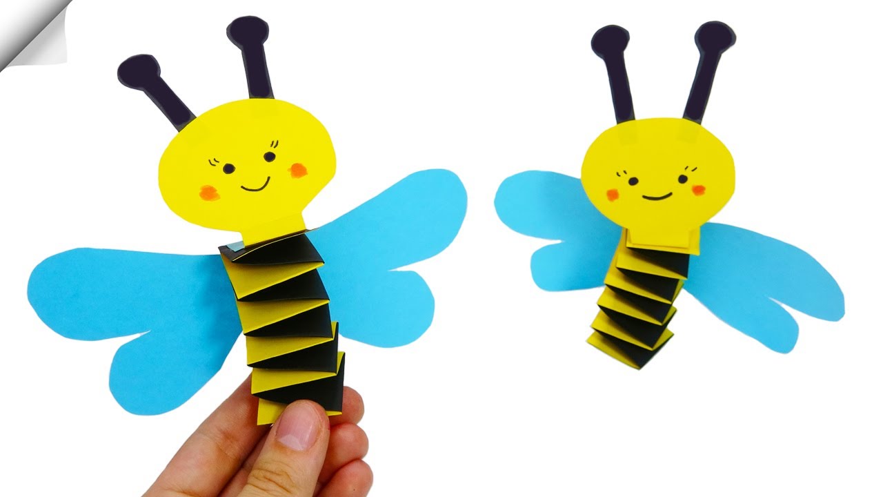 Cute BEE .. How to make a paper bee - Moving paper toys