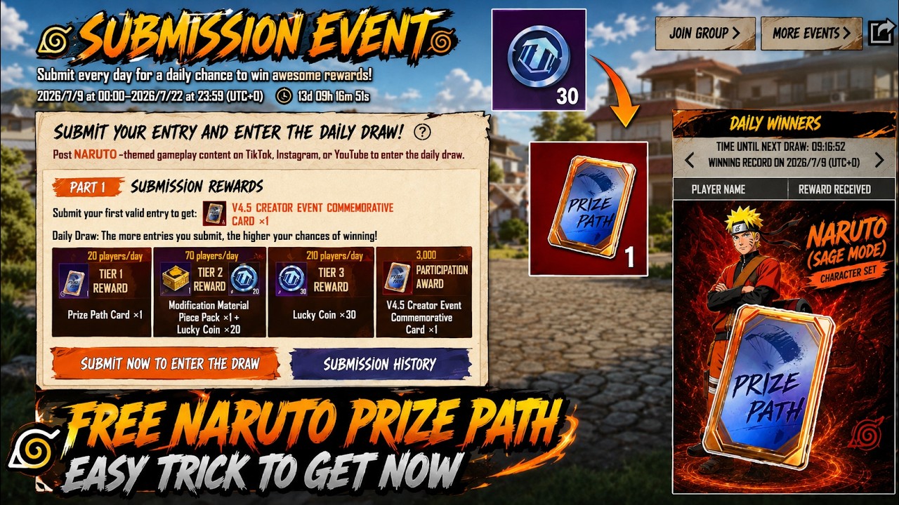 😱 100 Free Naruto Prize Path For Everyone Don't Miss This Chance | New Redeem Codes Is Here | PUBGM