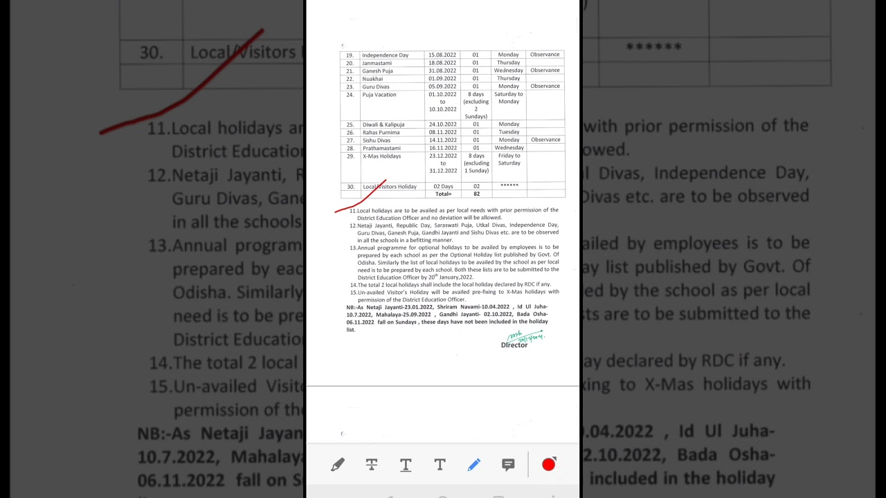 Holidays List -2022 for Secondary School  released Watch here