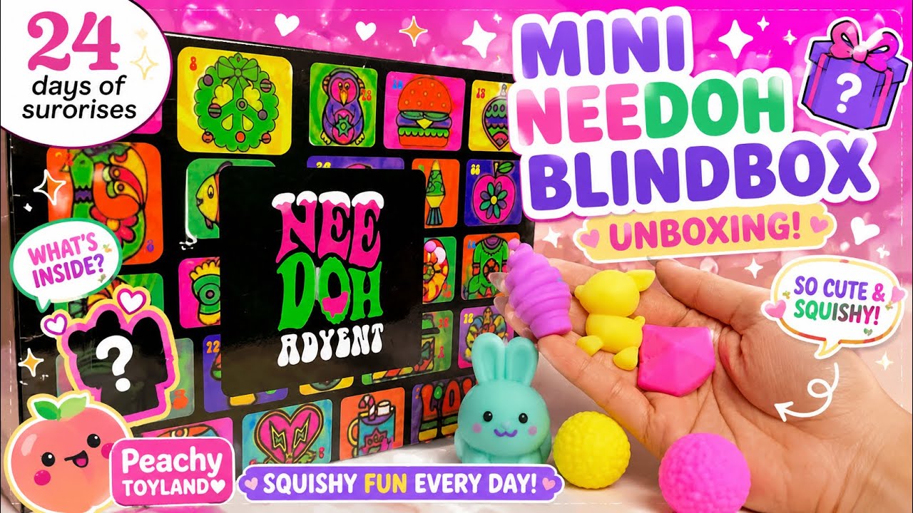 ASMR Unboxing! Mini NeeDoh Blind Box Advent | Cute Squishy Collectibles 💖 #asmr #unboxing #needoh
