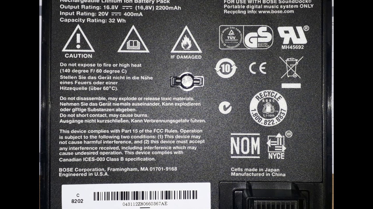Bose SoundDock Portable Digital Music System Battery Pack detailed  info