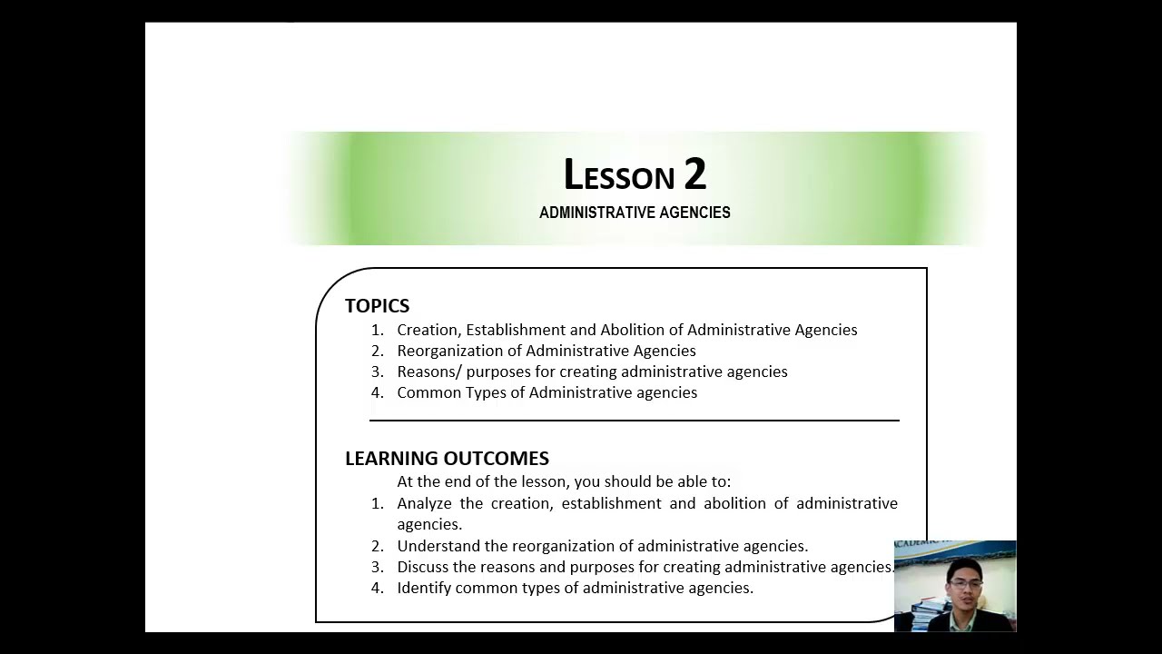 Lesson 2 - Administrative Agencies