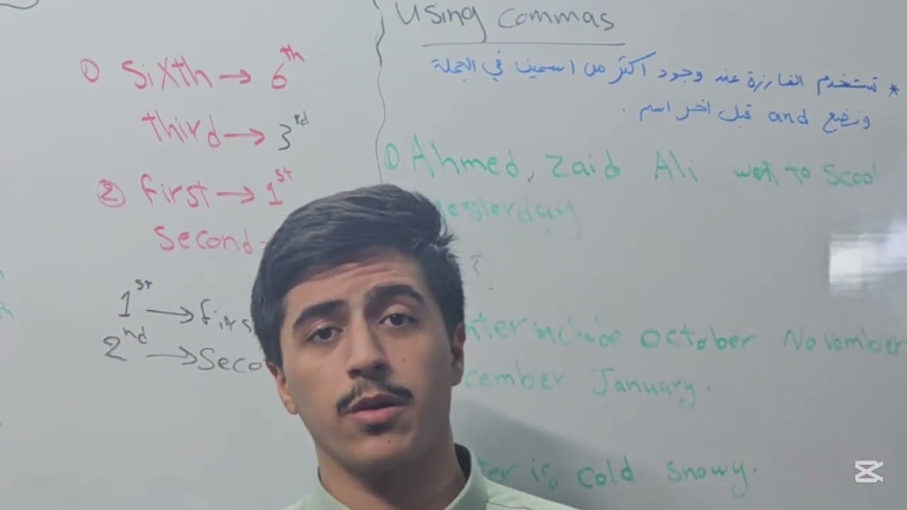 انجليزي الاول متوسط/اليونت الثاني/الدرس السادس/استخدام الفارزة using comma 