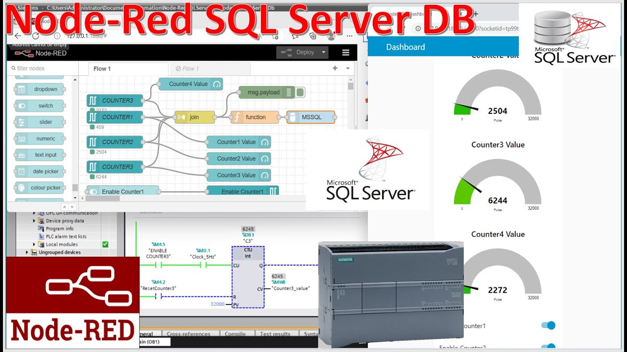PLC S7-1200 connect with Node-Red and SQL Server Database