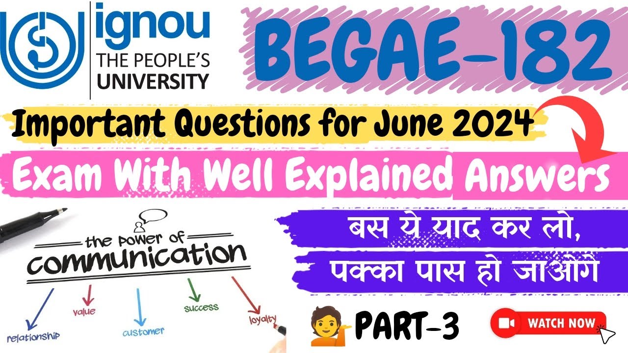 💁IGNOU || BEGAE 182 Important questions with Answers in hindi || #viral #ignou #exam #video #english