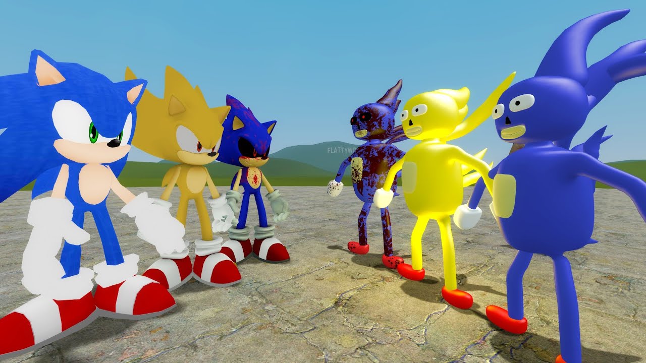 SONIC, SUPER SONIC, SONIC.EXE vs SANIC, SUPER SANIC, SANIC.EXE!! Garry's Mod
