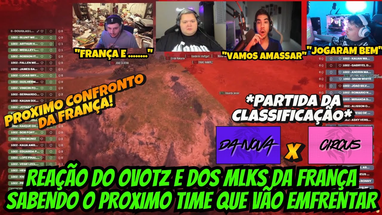 REAÇÃO DO OVOTZ E DOS MLKS DA FRANÇA CONHECENDO O PROXIMO TIME QUE VÃO EMFRENTAR NA ILHA!