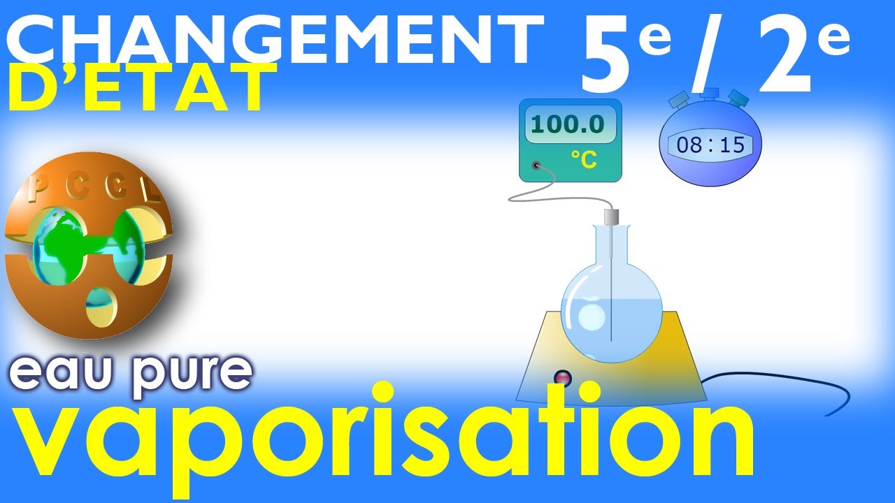 VAPORISATION de l'EAU PURE | Protocole exp&eacute;rimental | Temp&eacute;rature de changement d'&eacute;tat | 5e | 2e
