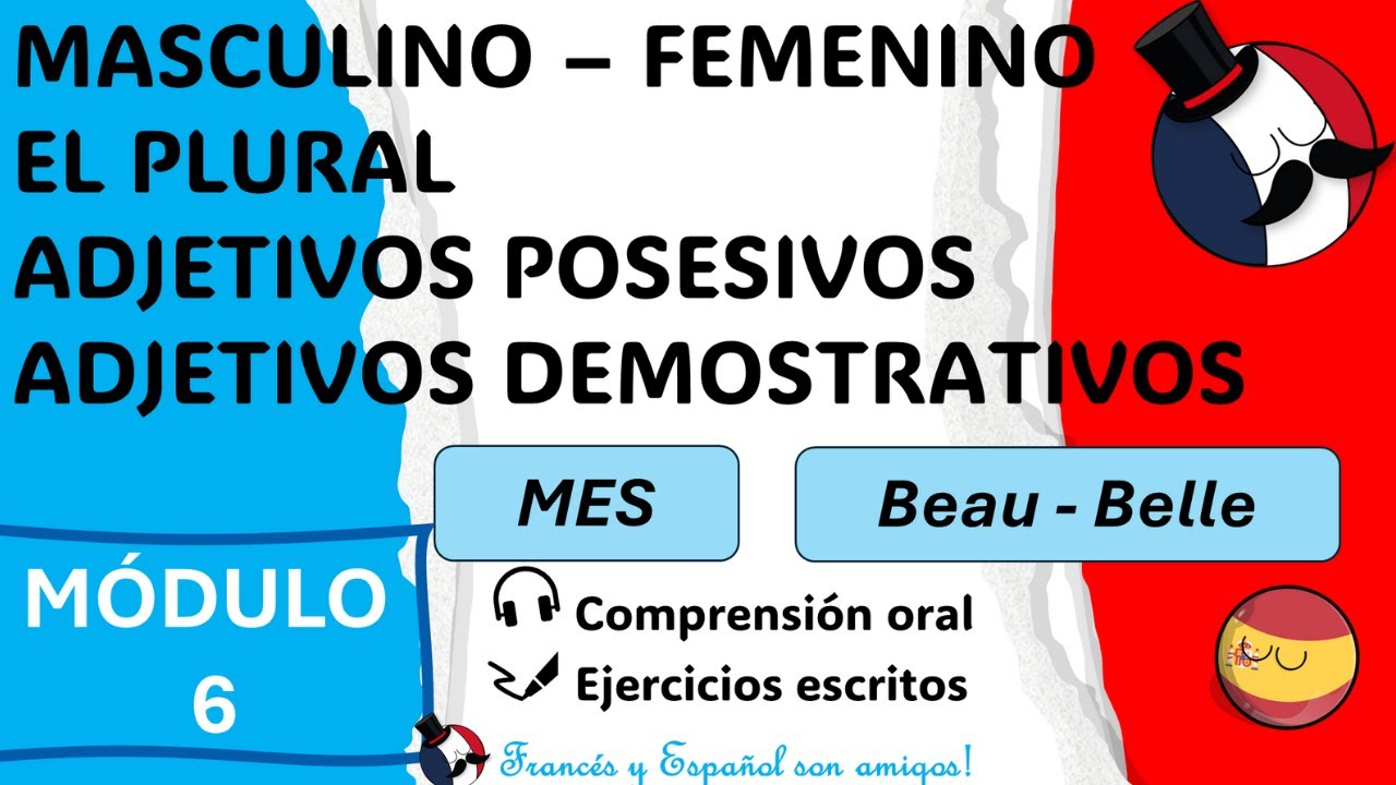 MÓDULO 6 —  Masculino-Femenino, Plural, Adjetivos posesivos, demostrativos