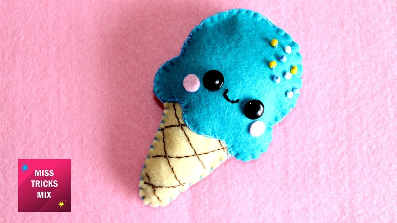 DIY : How to make  an Adorable Felt Ice Cream / Felt Crafts.