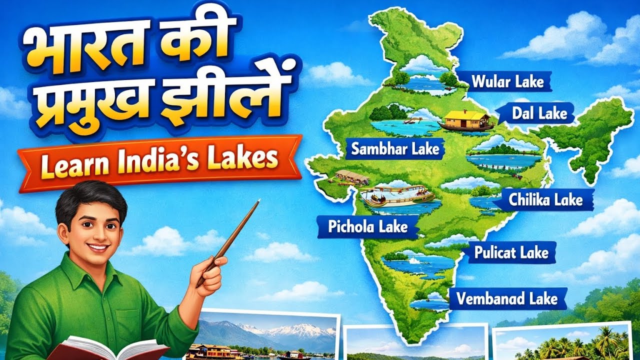 भारत की प्रमुख झीलें❤️||Indias lake ❤️🔥|| Lake Explain In Hindi ||#statickgk#india 